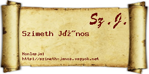Szimeth János névjegykártya